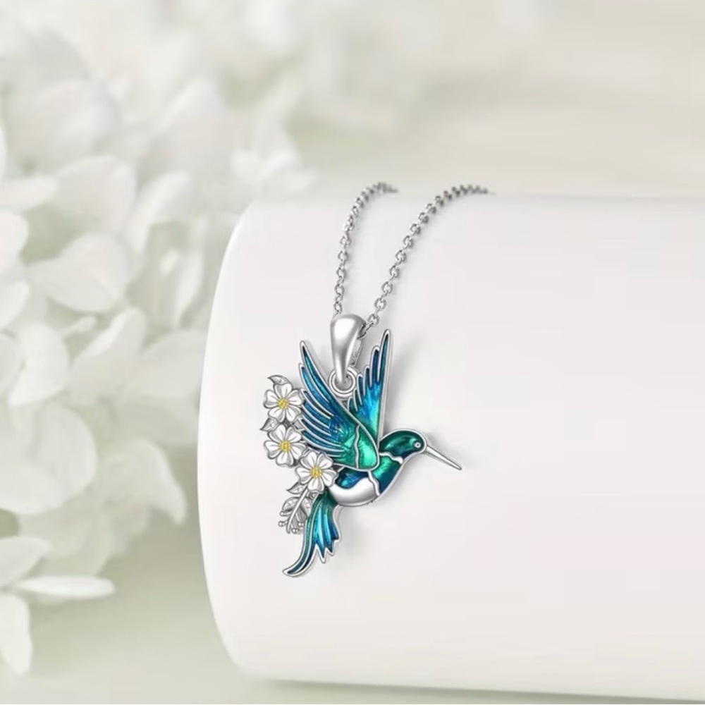 Blue and Silver Hummingbird Earrings Set. - Picture 4 of 6